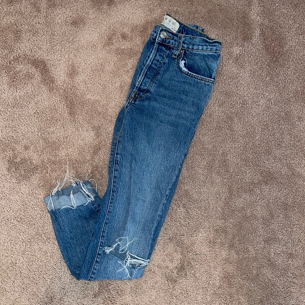 Free people distressed high waisted jeans